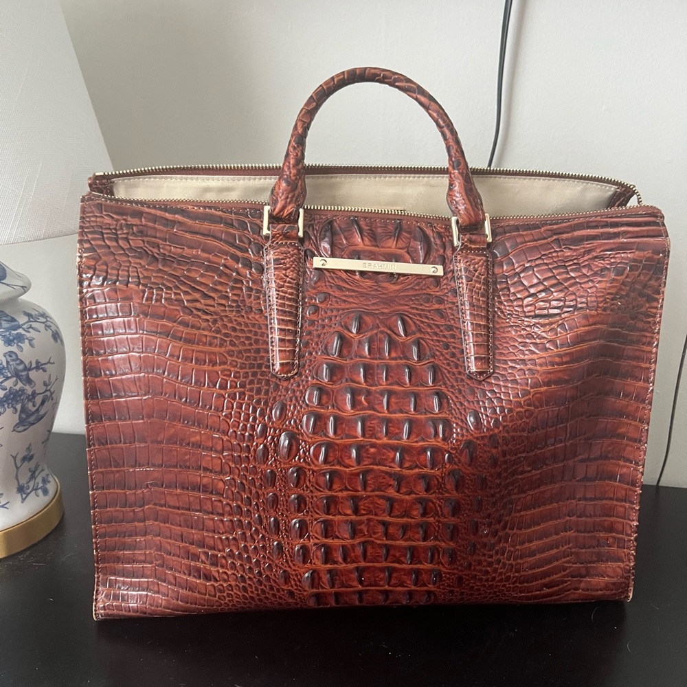 Crocodile Embossed Leather Handbag